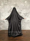 Ower size black silk khimar dress