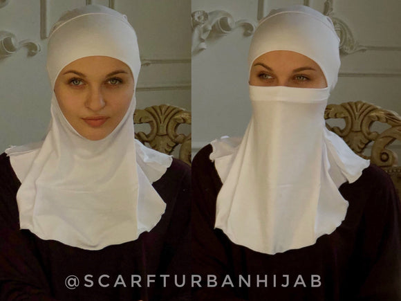 Underscarf niqab transformerThis Underscarf covers the forehead, back of the head and neck. Underhijab very convenient if you wear chiffon scarves that translucent. Hijab cap а great way to look stylish and tighten!