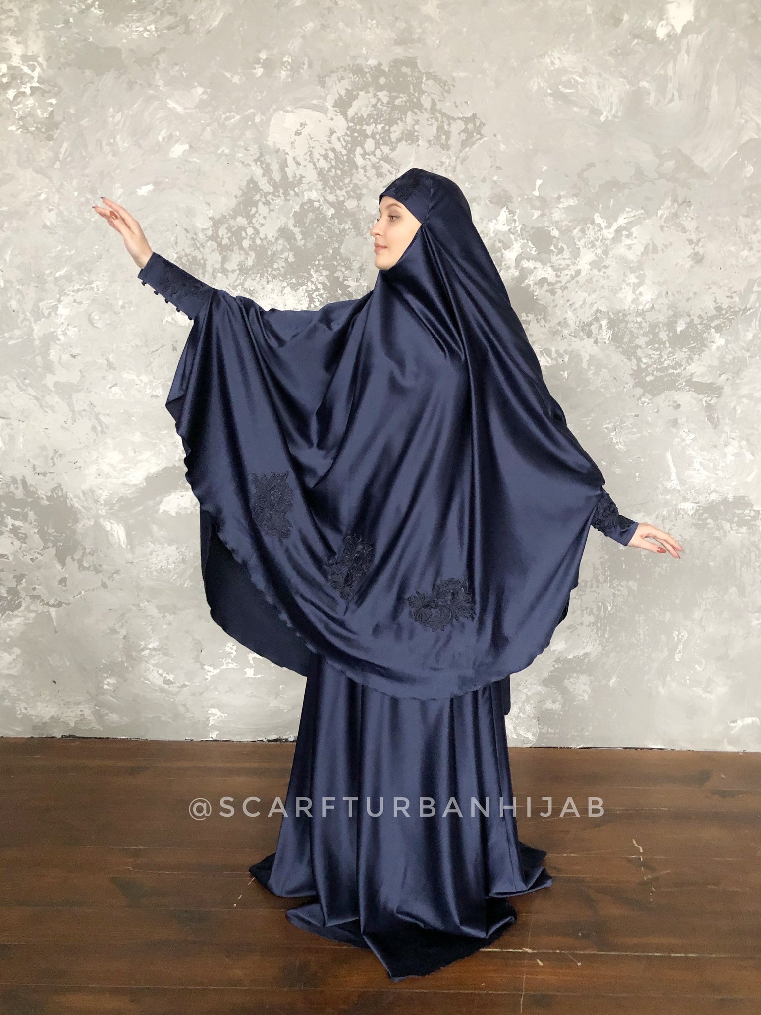 navy blue muslim wedding dress AHUNARE HIJAB