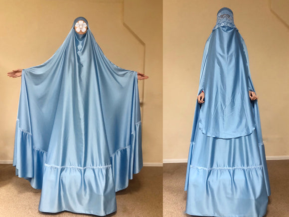 Sky blue jilbab cape with niqab