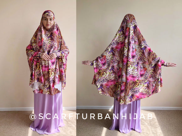 Colorful viscose khimar butterfly print
