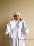 Elegant white wedding silk dress and hijab  with white lace