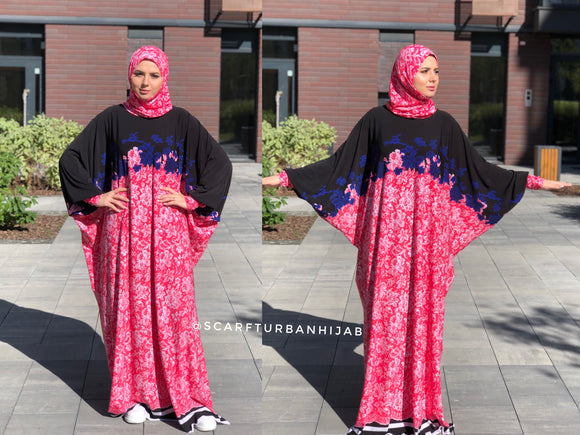 Pink and black Muslim dress