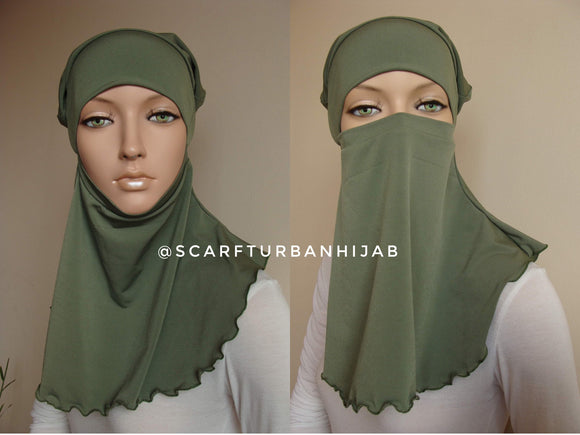 Khaki Under hijab transformer to niqab