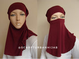 Burgundy Underhijab transformer to niqab