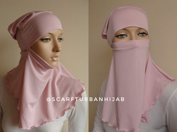 Stylish  Underscarf covers the forehead, back of the head and neck at one moment it can become to niqab and cover your face.