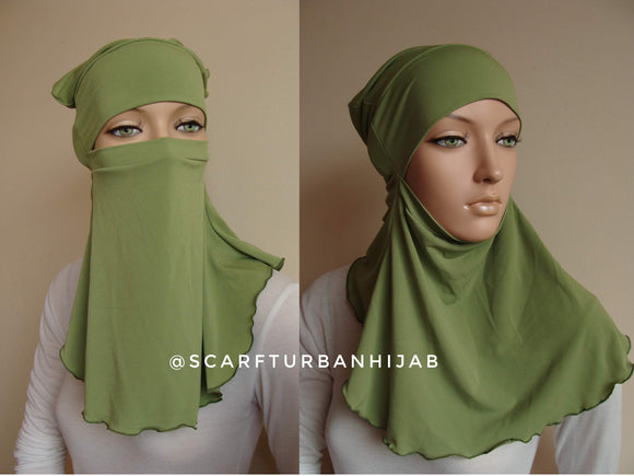 Olive Under hijab transformer to niqab