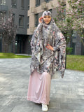 Elegant soft viscose Long floral khimar gray color