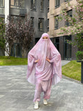 Pink Thai dye franch khimar suit with harem pants