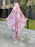 Pink Thai dye franch khimar suit with harem pants