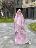 Pink Thai dai Khimar niqab transformer with skirt