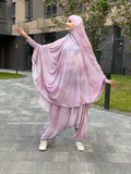 Pink Thai dye franch khimar suit with harem pants