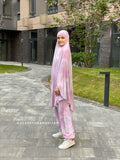 Pink Thai dye franch khimar suit with harem pants