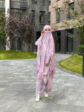 Pink Thai dye franch khimar suit with harem pants