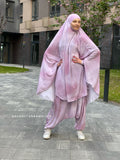 Pink Thai dye franch khimar suit with harem pants