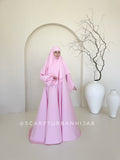 Elegant pink maxi dress with khimar