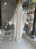 Ivory free size cotton maxi dress with hood