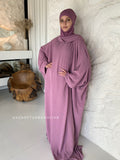 Pink free size crepe maxi dress with hood