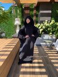 Black cotton fee size cotton maxi dress with hood