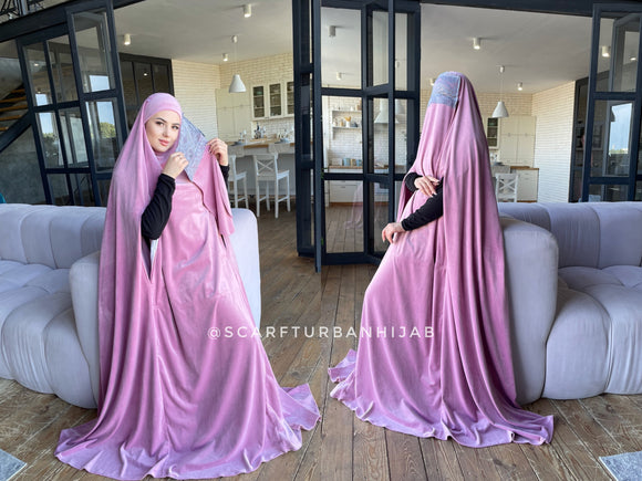 Warm pink Afghan burqa cape