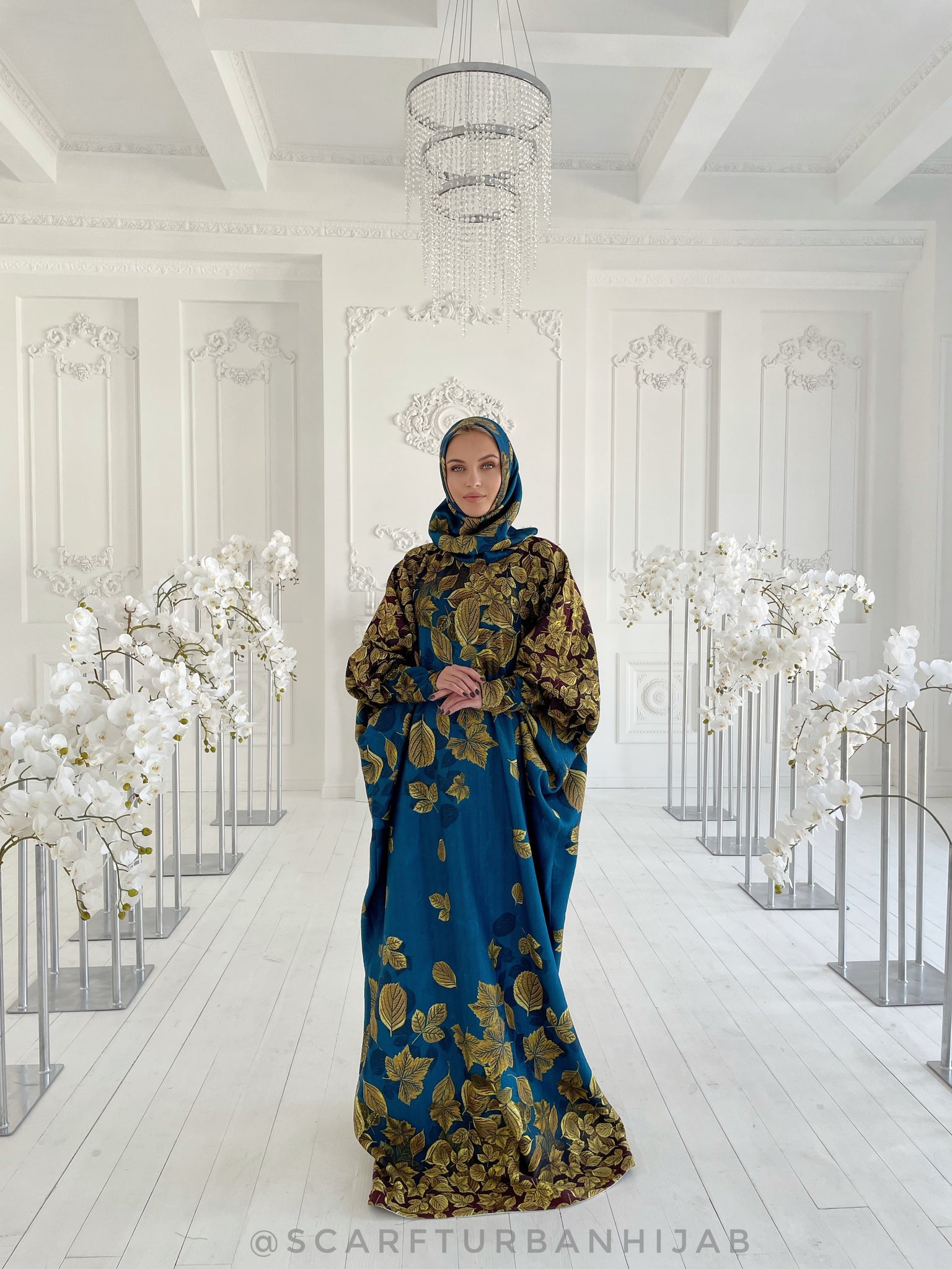 Turquoise winter Maxi Dress with hijab Turquoise winter Maxi Dress with hijab