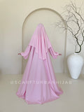 Elegant pink maxi dress with khimar