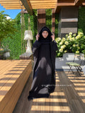 Black cotton fee size cotton maxi dress with hood