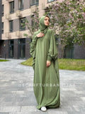 Khaki free size dress with hijab