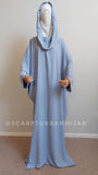 Light blue free size crepe maxi dress with hood