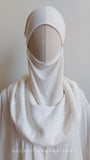 Ivory free size cotton maxi dress with hood