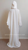 Ivory free size cotton maxi dress with hood