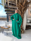 Bright green over size cotton maxi dress with hood over size