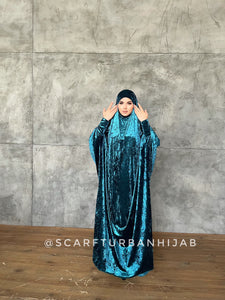 Turquoise velvet Jilbab dress