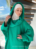 Bright green over size cotton maxi dress with hood over size