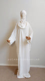 Ivory free size cotton maxi dress with hood