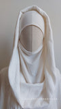 Ivory free size cotton maxi dress with hood