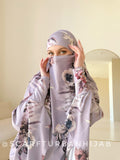 Grey Floral Print khimar  transformer to niqab