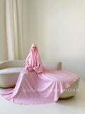 Elegant pink maxi dress with khimar