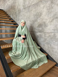 Warm apple green Afghan burqa cape