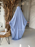 Sky blue crepe Khimar, muslim summer jilbab dress