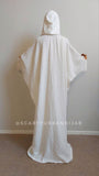 Ivory free size cotton maxi dress with hood