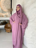 Pink free size crepe maxi dress with hood