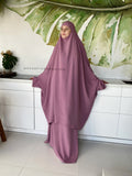 Dusty rose Jilbab suit with skirt, summer Khimar,