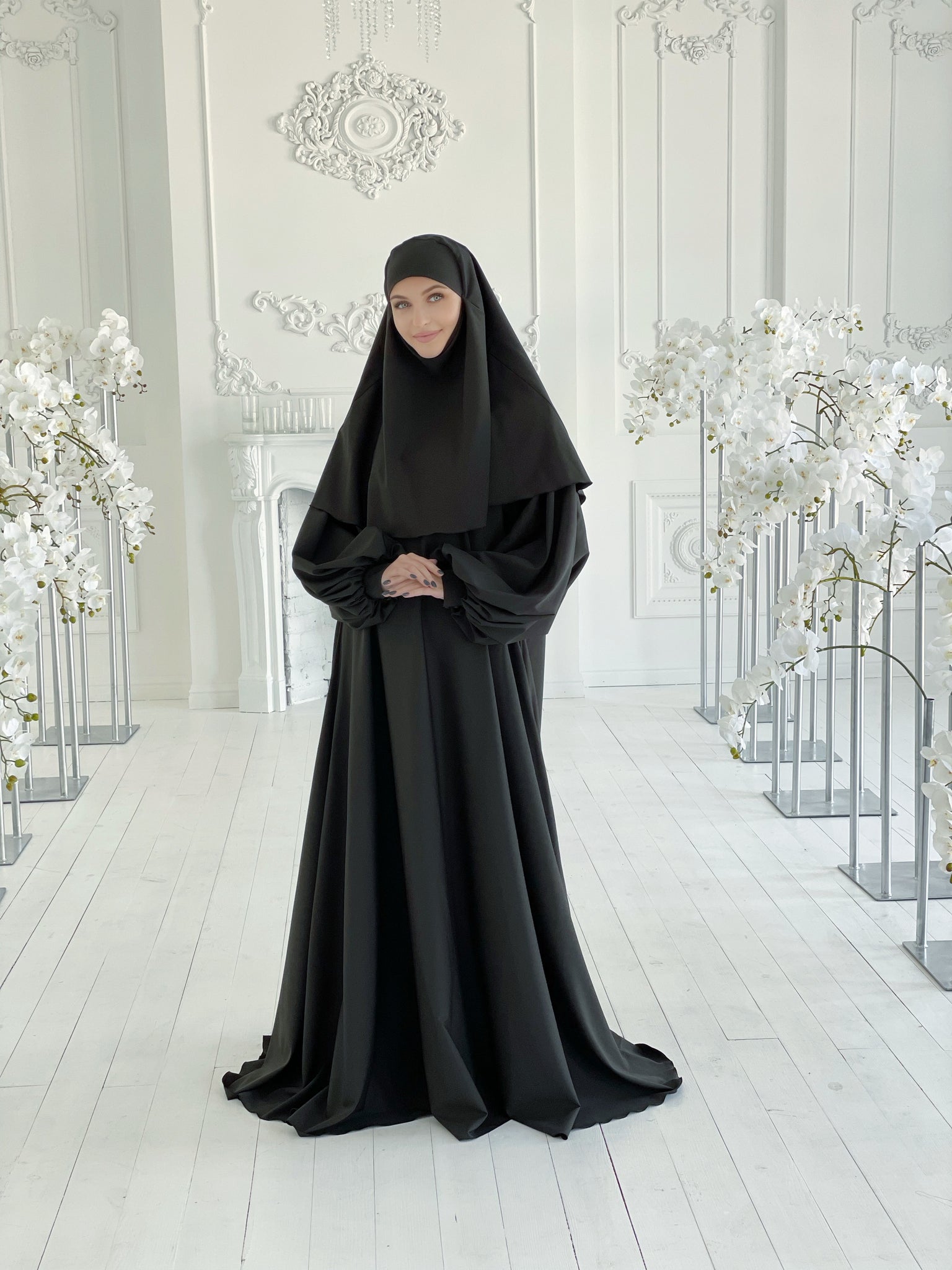 black maxi dress hijab Modern Muslim Women's Relaxed Denim Maxi Dress
