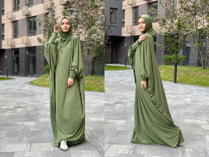 Khaki free size dress with hijab