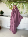 Dusty rose Jilbab suit with skirt, summer Khimar,