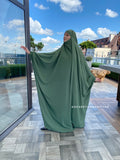 Olive crepe Khimar, muslim summer jilbab dress