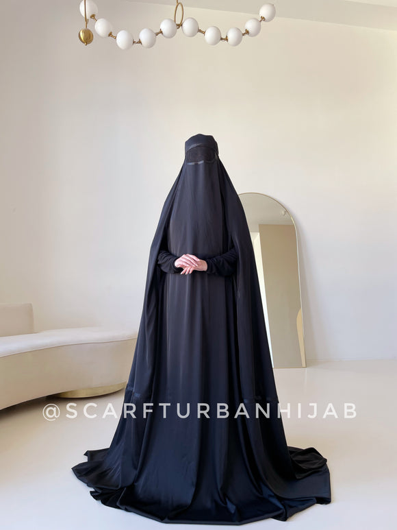 Black silk Afghan burqa cape