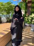 Black cotton fee size cotton maxi dress with hood