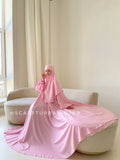 Elegant pink maxi dress with khimar